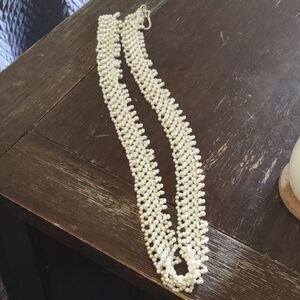Multi-Strand Cream Beaded Necklace